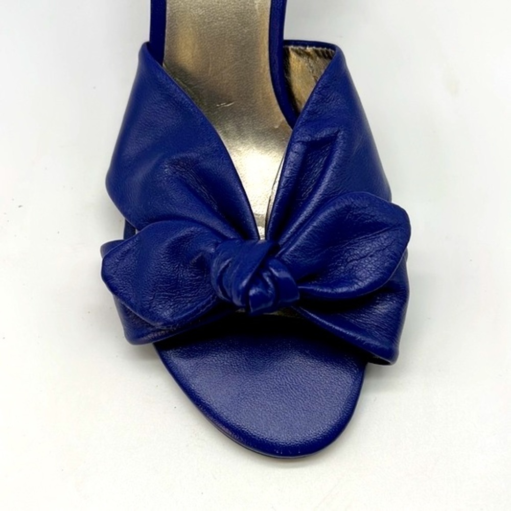 Moda - Bold Blue Leather Knotted Open Toe Heels Size 7 - Picture 3 of 14